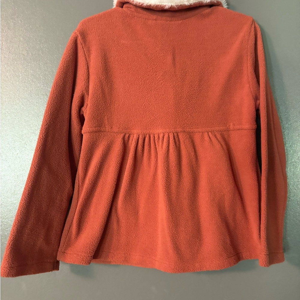 Little Lass SOFT LIGHT FLEECE burnt Orange ShirtJacket with Cream Collar size 4T - Picture 4 of 5